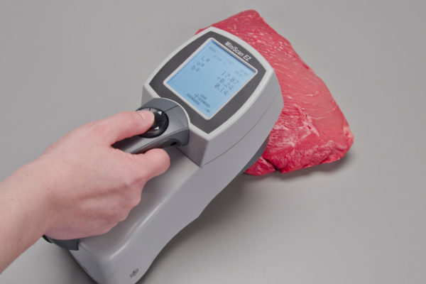 test de viande avec un Spectrophotomètre / Colorimètre portable MiniScan 4500 de chez HunterLab